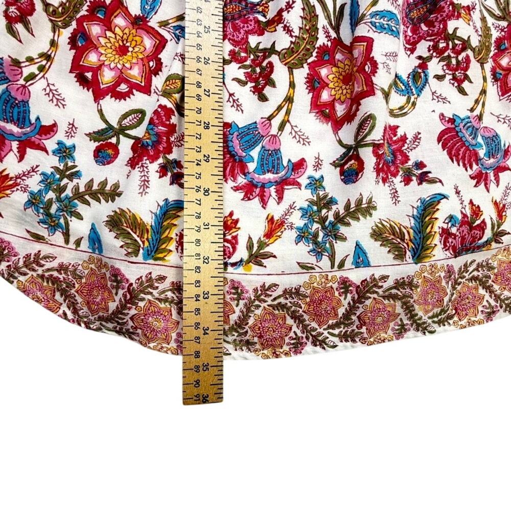 Bell by Alicia Bell Floral Block Print Tassel Mini Dress XS Cotton Boho India - Picture 9 of 11